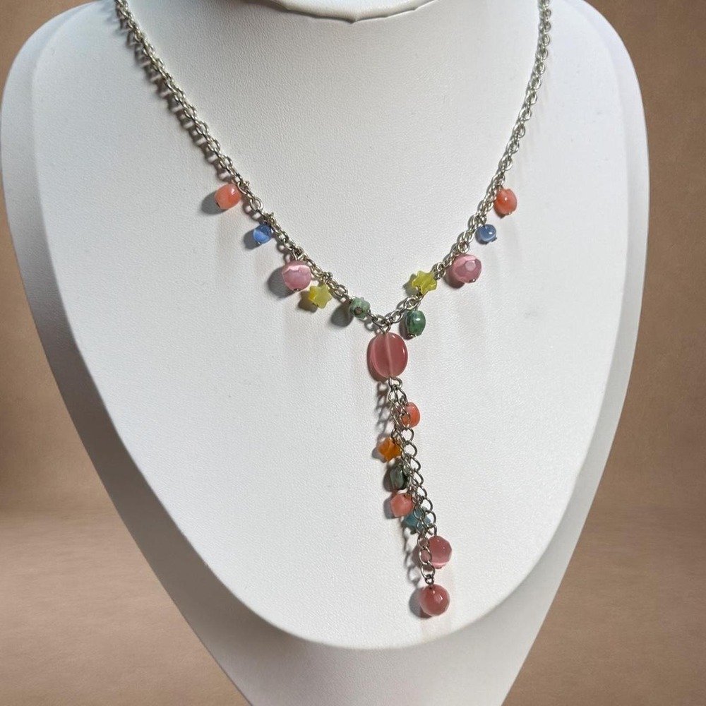 Pastel Star & Beaded Y-Drop Necklace Y2K Fairycore Whimsical Jewelry